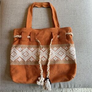 Orange and White Patterned Tote Bag